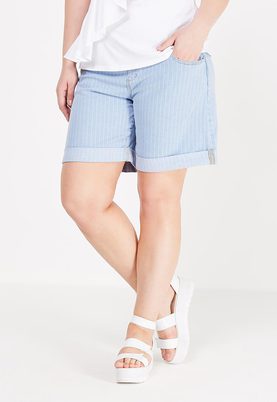 LOST INK PLUS   DENIM SHORT IN STRIPE